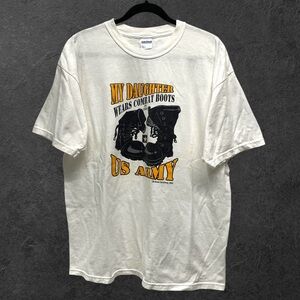 Vintage Y2K 2004 “My Daughter Wears Combat Boots” US Army White T-Shirt // XL